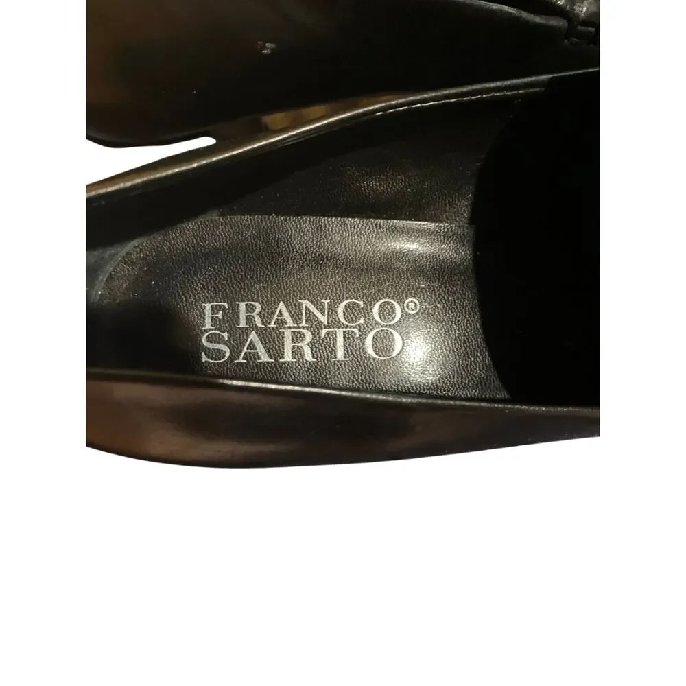 Franco Sarto women’s Nolan leather tailored black heeled loafer 9